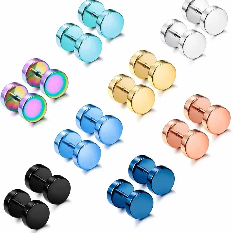 Minimalist Temperament Dot Stud Earrings, Stainless Steel Screw Flat Back Earrings, Fashionable Body Jewelry for Women & Men, Studs Earrings, Earrings with Flat Backs