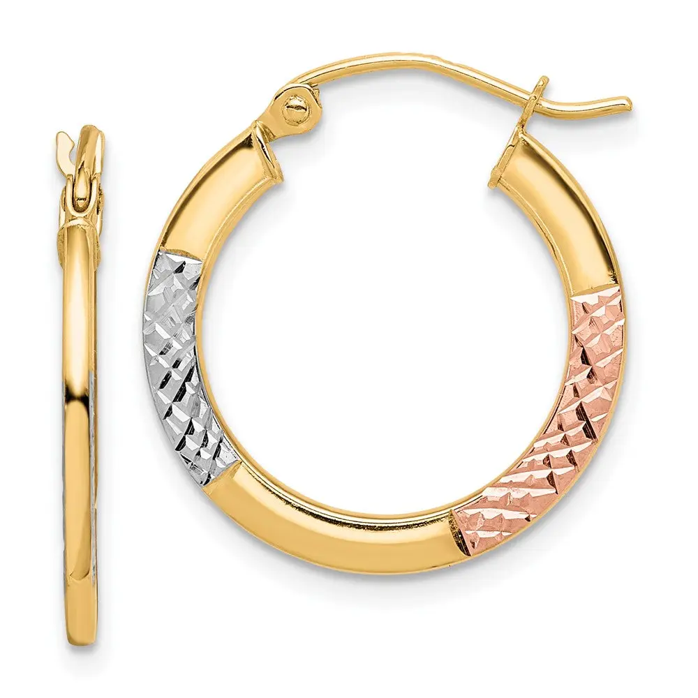 10k Yellow w/Rhodium 20 mm Hoop Earrings (1.17 grams)