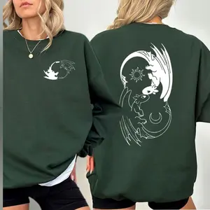 Sun & Moon Dragone Shirt, Fantasy Yin Yang Graphic  Pullover, Vintage Train Your Dragon, Retro Dragon Universal Shirt, Universal Vacation Trip Shirt