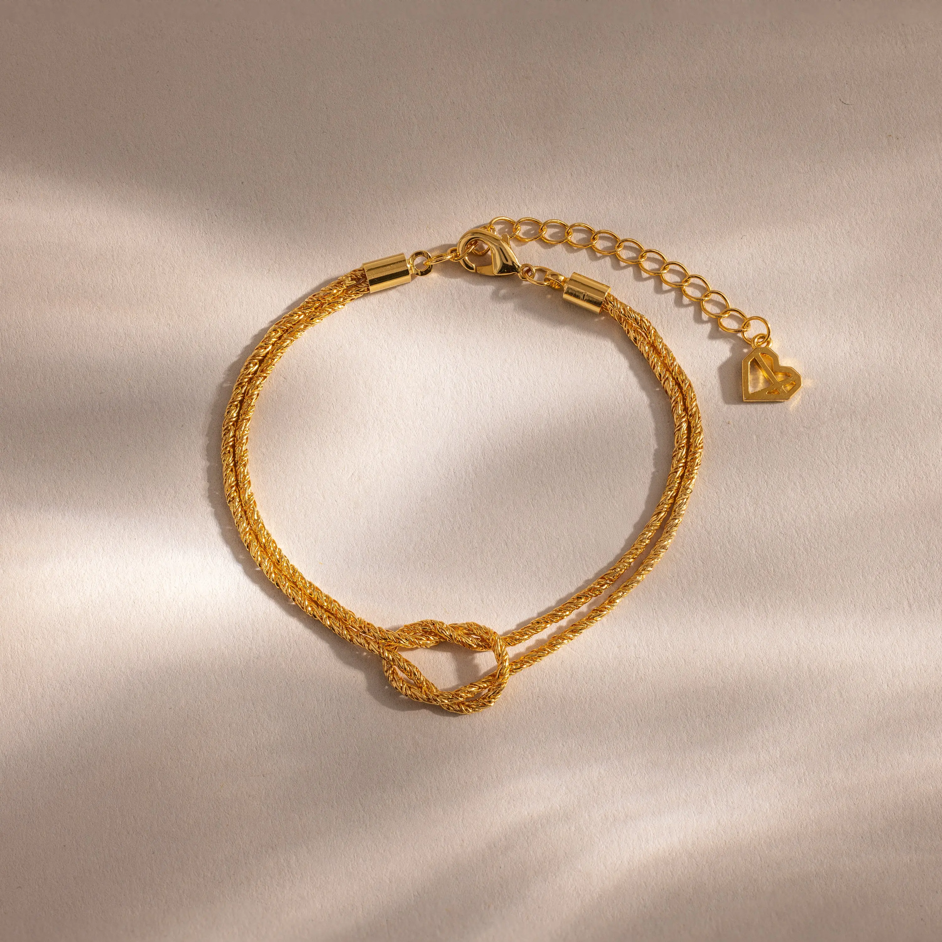 Rope Chain Knot Bracelet by Caitlyn Minimalist - Dainty Love Knot Chain Bracelet - Minimalist Friendship Charm Bracelet - Vintage Style Jewelry - Couples Gift