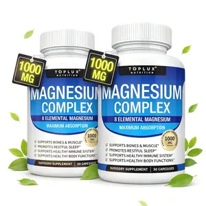 Pure Magnesium Glycinate Complex Supplement 8 Elemental Magnesium 1000mg - Citrate, Malate, Taurate Rapid Absorption Bone Support 90 Capsules Edible Dietary Fitness Pills Calcium Balance Immune System Defense Muscle Recovery Healthy Body Wellness