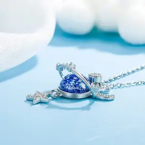 To My Daughter Universe Planet Star Necklace from Mom Dad Inspirational Daughter Birthday Gifts Jewelry Crystal Collar Chokers for Beautiful Daughter Granddaughter on Birthday Thanksgiving Day