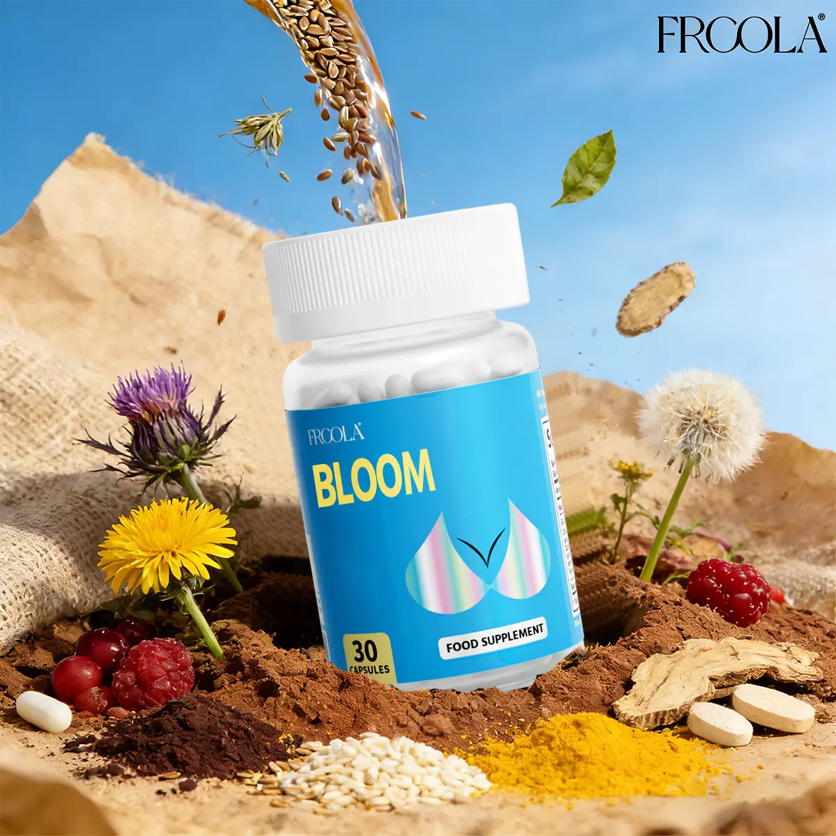Frcola 11-in-1 Supplements for Women - Dietary Herbal Health Supplement, Herbal Wellness Capsules with Saw Palmetto, Wild Yam, Fenugreek, Blessed Thistle, Chastetree Berry, Dandelion Root, Maca Root, Dong-Quai, Flax, Fennel, Soja Isoflavone (30 Capsules),
