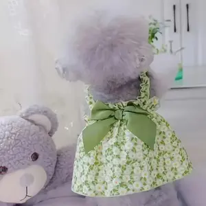 Romantic Style Dog Dress, Floral Print, Suitable for Cats Dogs Small Dogs, Cute Pet Clothing, Stylish Animal Apparel