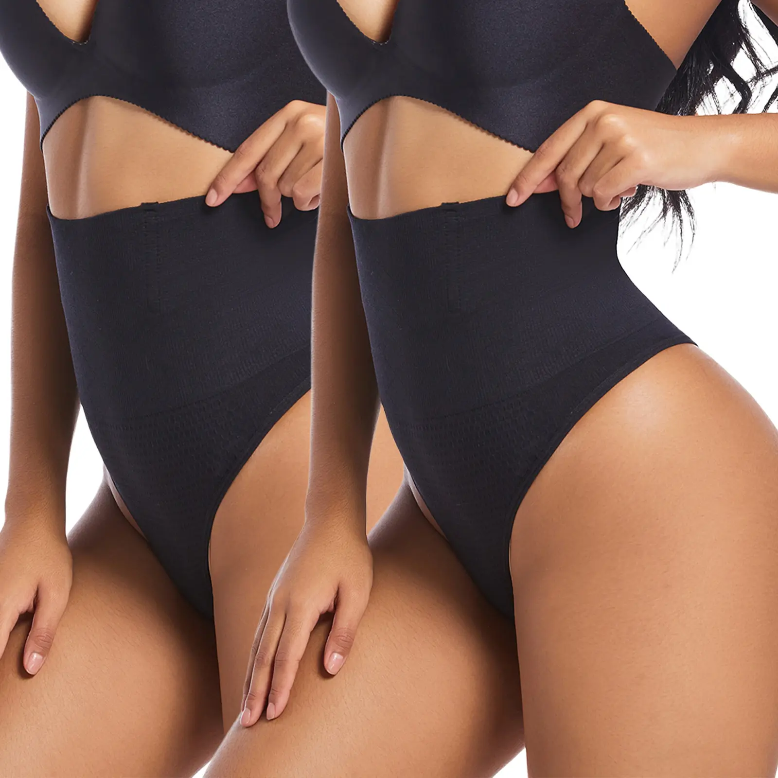Womens Seamless Underwear Thong Shapewear Mid to High Waisted Tummy Control Shaper Thong Seamless Panties Underwear No Show Compression Sexy Womenswear Hourglass Figure