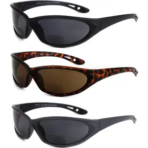 3 Pairs Bifocal Reading Reader Sunglasses for Men and Women,Vintage Sports Square Sunglasses with Cheaters Built In