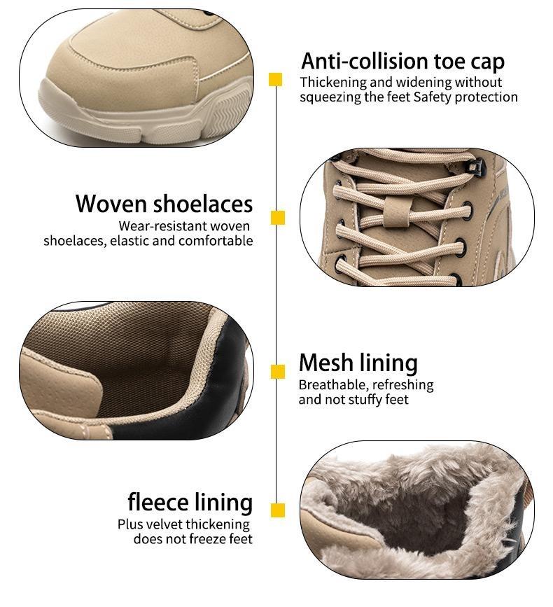 Outdoorfun Anti-Smash & Anti-Puncture Work Shoes: Khaki, Closed Toe, Protection for Boys & Workers
