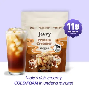 Javvy Cinnamon Roll Protein Coffee Creamer - Grass Fed Pasture Raised Collagen - Hair, Skin & Nail Support, Energy-Boosting MCTs, Keto Friendly, Lactose Free & Gluten Free, No Added Sugar, 11g of Protein