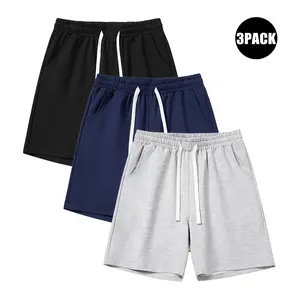 Men's Solid Color Quickly Dry Ice Silk 3-Pack Shorts | Summer Casual Breathable Three-Quarter Pants, Comfortable Everyday Bottoms Polyester Trouser Set Slim Fit Loungewear