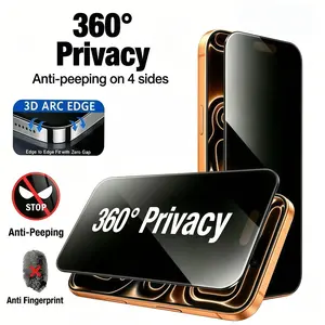 4-Side 360-Degree Full Coverage Privacy Tempered Glass Film Protector for iPhone 17 Pro Max/17e/17 Pro/17 Air/16 Pro Max/16 Plus/15 Pro/14/13/12/11, Anti-Fingerprint, Scratch-Resistant, Easy Install