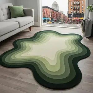 Vintage Gradient Striped Carpet, Irregular Shape Plush Soft Area Rug, Unique Rugs for Living Room Bedroom Balcony, Easy Care Decorative Mat