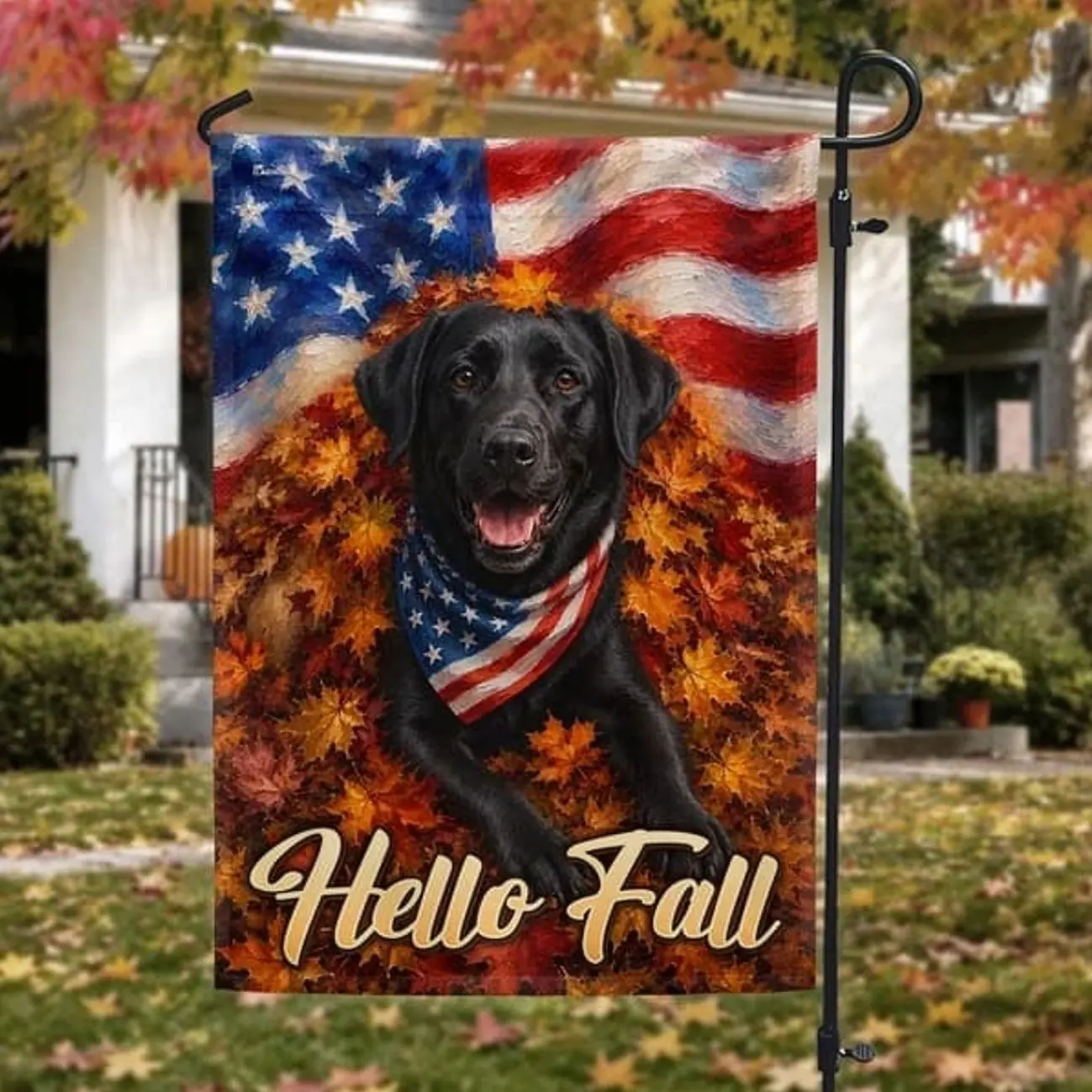 Black Labrador Retriever Garden Flag, Dog Lover Fall Decor, Outdoor Yard Flag