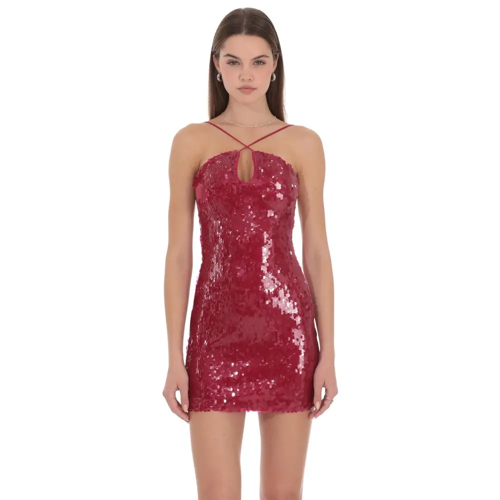 Scarlet Sequin Mini Dress in Red