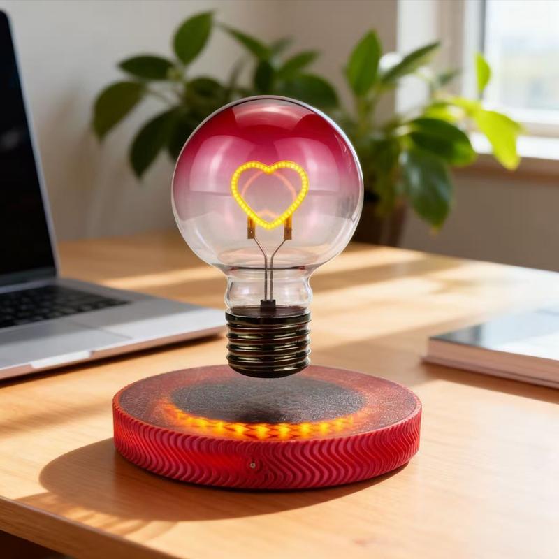 Levitating Light Heart Bulb - Magnetic Levitation Love Led Light Bulb with Floating Night Light and Spinning in Air Freely for Home Office Desk Decor, Bedroom Unique Lamps, Cool Tech Gadgets Gift for Women Kids