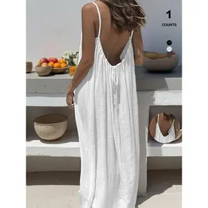 Women's solid color camisole pajamas, elegant sleeveless long skirts, indoor wear, comfortable sleepwear for all seasonsRAIMENTRY