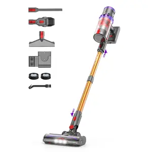 Coovy SU7 Cordless Vacuum Cleaner 580W 45Kpa 75 Min Runtime Touchscreen Anti-Tangle Wireless for Home Pet Hair Carpet Hardwood Gold