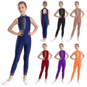 easyforever Children Girls Full Body Ballet Leotard Acrobatics Tank Unitard Mock Neck Gymnastics Dance Bodysuit