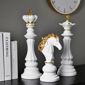 Everyday Nook022 Set of 3 Resin Vintage Chess-Inspired Figurines - Elegant Black Home Decor Statues with Regal Design, Durable Room & Table Decorations, Unique Gift Idea for Christmas, Fits Multiple Room Types - Decorative Collectible Piece