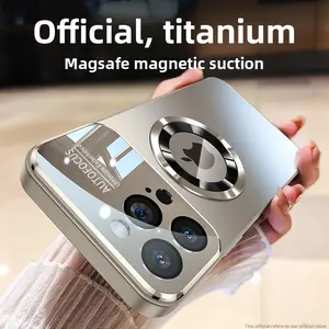 Official Titanium Magsafe Magnetic Suction Compatible with Apple 17 Pro Max Large Window AG Anti-Scratch Magnetic Phone Case iPhone 16 Lens Protector 14 Protective Cover
