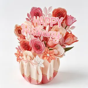 3D Pop-Up Birthday Card, Rose Bouquet Design, Includes Envelope, Perfect Gift for Mom, Wife, Girlfriend, Sister, Grandma, Women