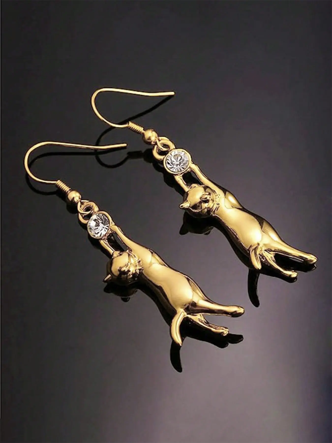 1 Pair Cute Cat Drop Cubic Zirconia Earrings Dangling Earrings For Women For Valentine's Day Gift Wedding Engagement Anniversary Party Jewelry Fashionable Jewelry Accessories Bridal Drop Earrings Artificial Zirconia Earrings