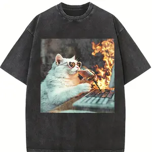 Retro Batik Sports Top - Washed, Battle Movie Print, High-Quality Brand, Daily Wear, Holiday Gift
