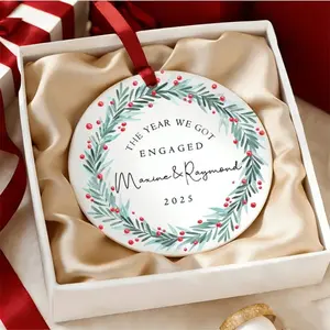 Personalized Engagement Ornament – Custom Couple Name & Year Keepsake