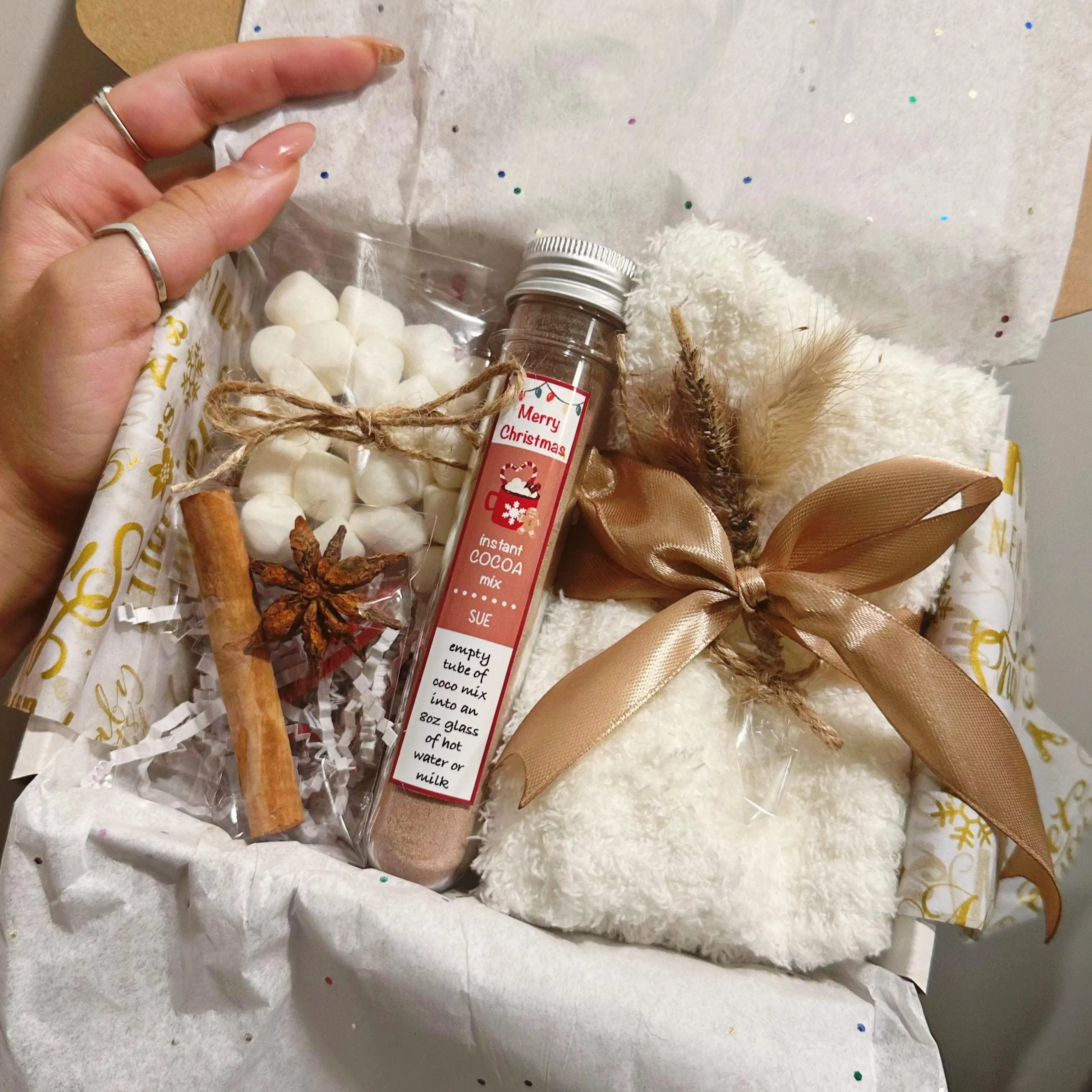 Affordable Christmas Gift Box - Custom Name for Employees, Coworkers, Sisters, Mothers, Grandparents - Unisex Holiday Gift Box