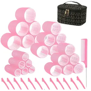 Automatic Hair Curler Set, Hair Curling Tool, Suitable for Long Short Hair & Bangs, Includes Clips (25mm 36mm 48mm 60mm) with 12 Duckbill Clips & Makeup Bag