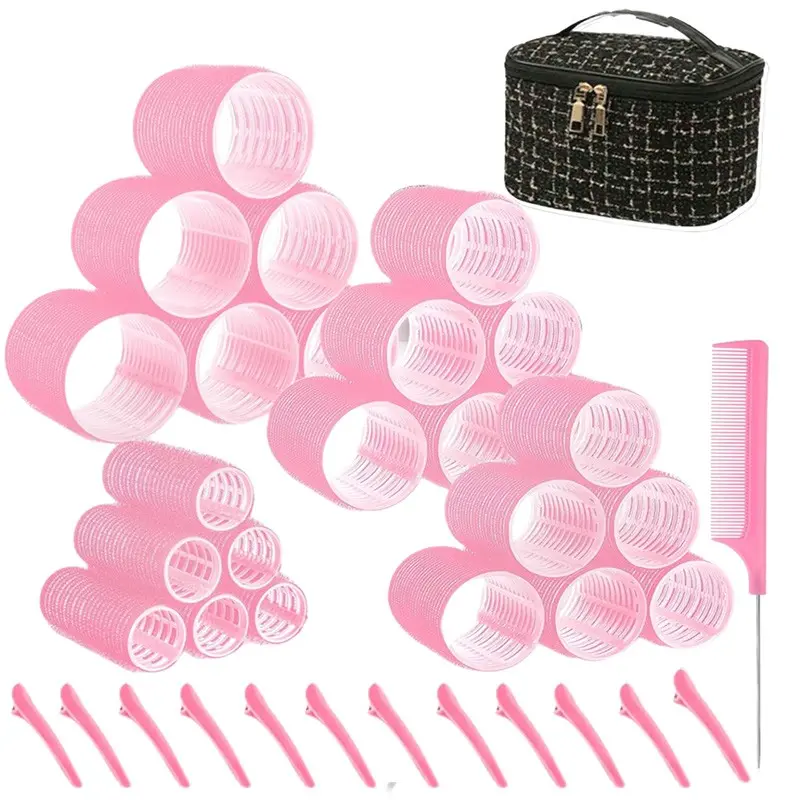 Automatic Hair Curler Set, Hair Curling Tool, Hair Tools for Styling, Suitable for Long Short Hair & Bangs, Includes Clips (25mm 36mm 48mm 60mm) with 12 Duckbill Clips & Makeup Bag