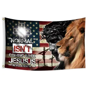 1 piece, Revelation Chapter 14, American flag, American lion flag, with 2 metal eyelets, single-sided, suitable for indoor and outdoor use, home, room, men's private space, party, bar, event and decoration.
