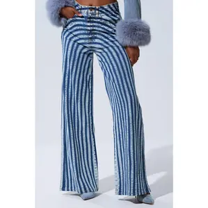 LETS GET CRAZY STRIPE WIDE LEG DENIM
