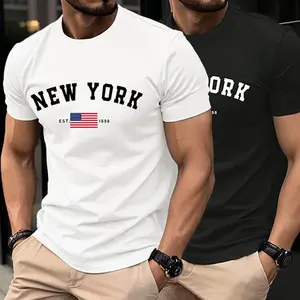 Men's Graphic T-Shirt Vintage Streetwear Hip Hop Classic Oversized Casual Short Sleeve Urban Fashion Tops, Casual New York Patriotic Crew Neck T-Shirt, 100% Cotton Short Sleeve Top.