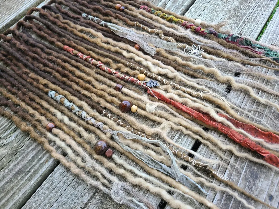 Brown to Blonde Partial Set of Wool Dreadlocks READY TO SHIP