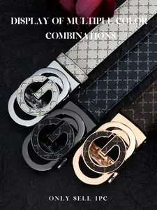 Men's Fashionable Plaid Pattern Buckles Belt, Casual Business Belt for Party, Daily Clothing Decor, Trendy All-match & Exquisite Belt for Birthday Gift, Artisan Leather Belt