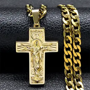 Jesus cross pendant necklace hip hop cross necklace men's necklace Christmas gift