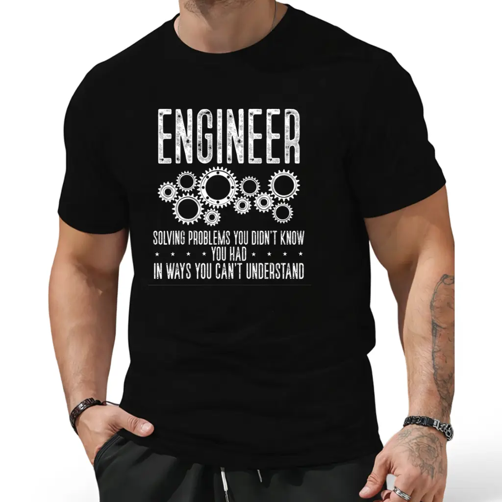 Retro Engineer Problem-Solver T-Shirt - Vintage Suitable for - Round Neck Tee with Technical, Machine Washable Casual Wear for Engineers & Tech Professionals, Graphic Apparel