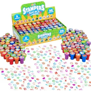 100 Pcs Assorted Stamps for Kids Self-Ink Stamps (50 Different Designs, Dinosaur, Zoo Safari Stampers) for Party Favor, Carnival Prizes, School Classroom Gift Stuffers, Treasure Box Toys