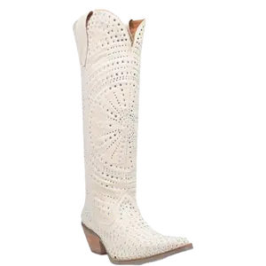 Dingo Ladies Honkytonk Honey White Denim Boots DI162-WH