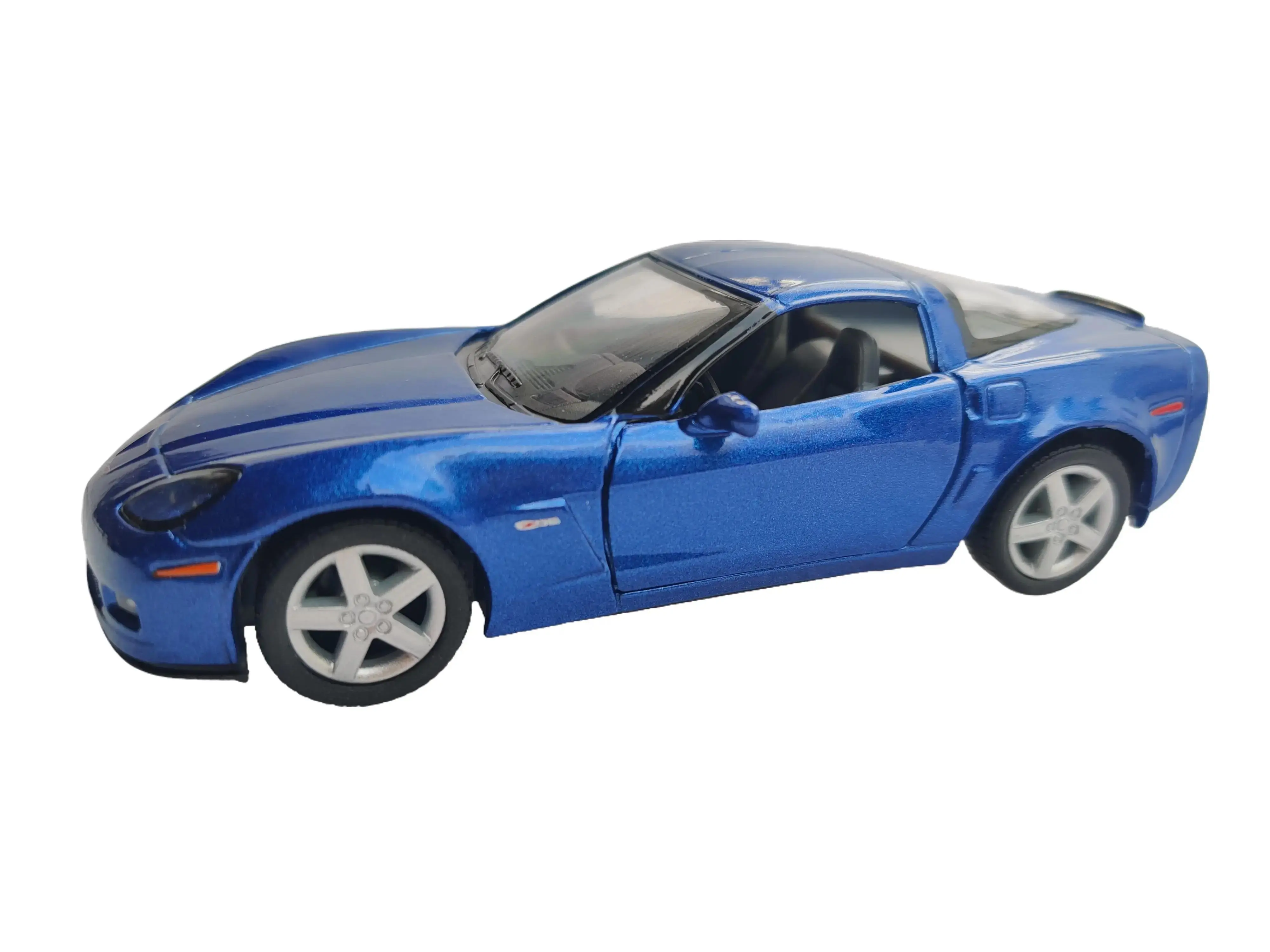 KINSMART 2007 Chevrolet Corvette Z06 Diecast Car 1:36 Scale Blue Model with Openable Doors & Pull Back Action Officially Licensed Collectible Toy
