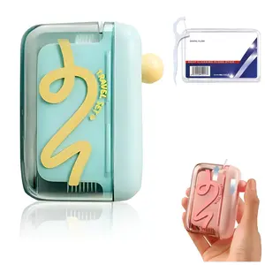 1pc Portable Lightweight Floss Pick Dispenser with One-Touch Eject, Travel Floss Picks Case with Clear Cover, Compact Case Can Holds 15-16 Refillable Flossers for Travel and Home Use, Dental Accessories, Refillable System, Travel Ready