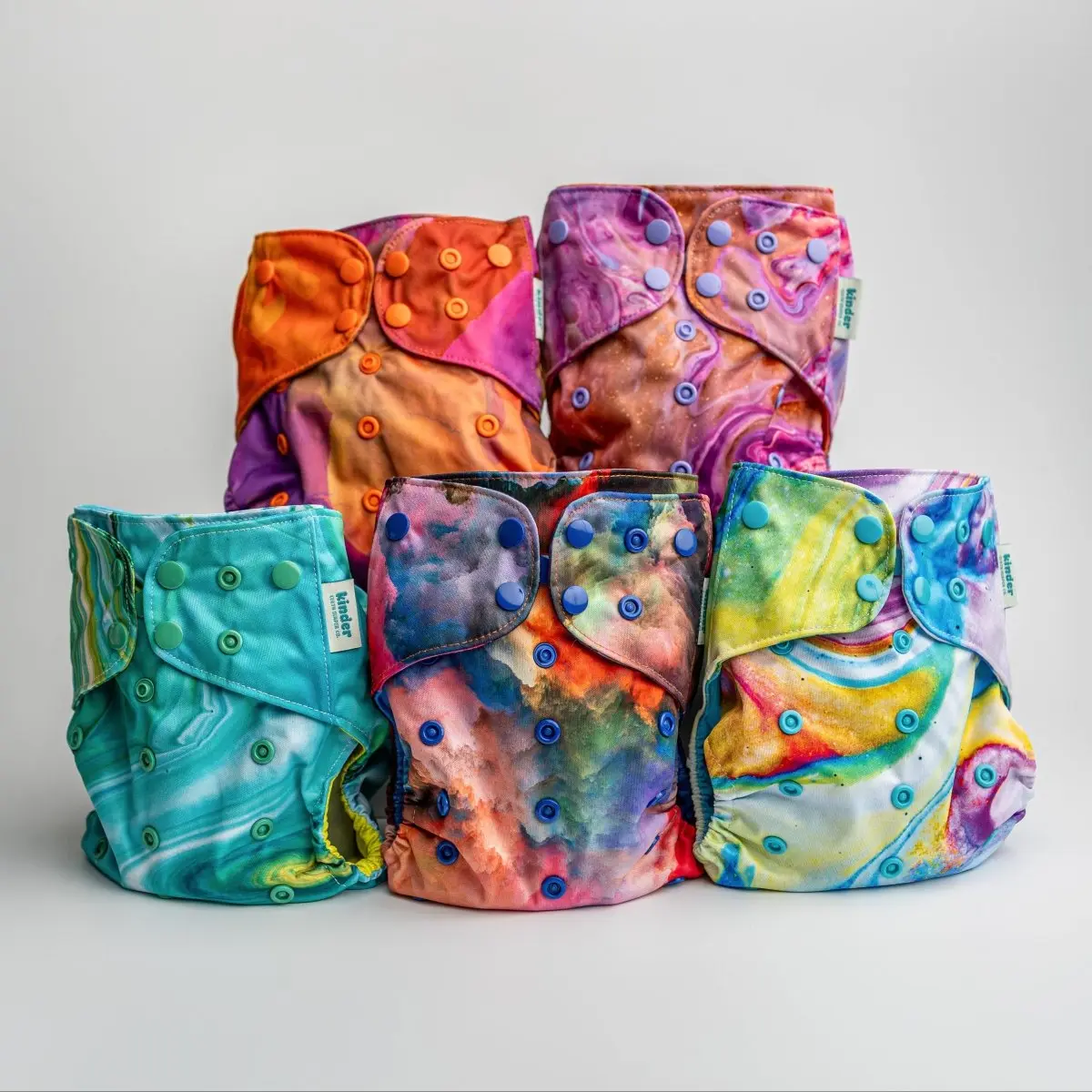 Marble Rainbows - Essentials Pocket Diapers - Cloth Diaper Value Bundle - 5 Pack