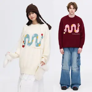 PSO Brand Snake Jacquard Sweater - Knitwear, Long Sleeve, Crewneck, Casual Style, Available in Multiple Colors