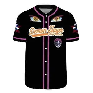 Unisex Demon Slayer Akaza Baseball Jersey - Anime Cosplay Shirt, Lightweight Breathable Sublimation Print Professional Sports Top
