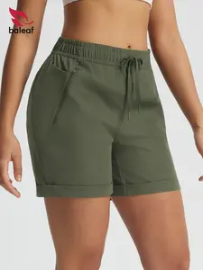 BALEAF Women's 5'' Hiking Shorts with Zipper Pockets Lightweight Water Resistant Strech Quick Dry Golf Athletic Shorts