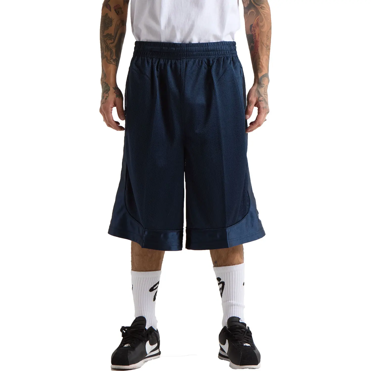 Shaka Wear Men's Basketball Shorts, Mesh Workout Gym Running with Pockets - Navy Blue - Small