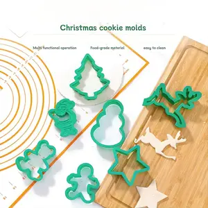6 Plastic Cookie Cutters Press Easter Food Grade Material Easy to Clean Multi Functional Operation Christmas Cookie Molds for Baking Enthusiasts