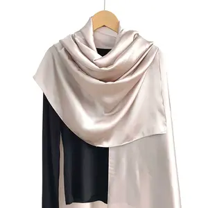 NWT Long Soft Satin Silk Scarf 32"x72" Rectangle Shawl Wrap Beige 6495