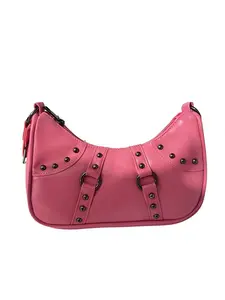 Valentine's Day heartbeat gift simple fashion elegant handbag, metal bow decoration embellishment commuter shoulder bag, niche luxury elegant versatile shoulder handbag, suitable for daily travel, shopping and dating, Handheld Bag