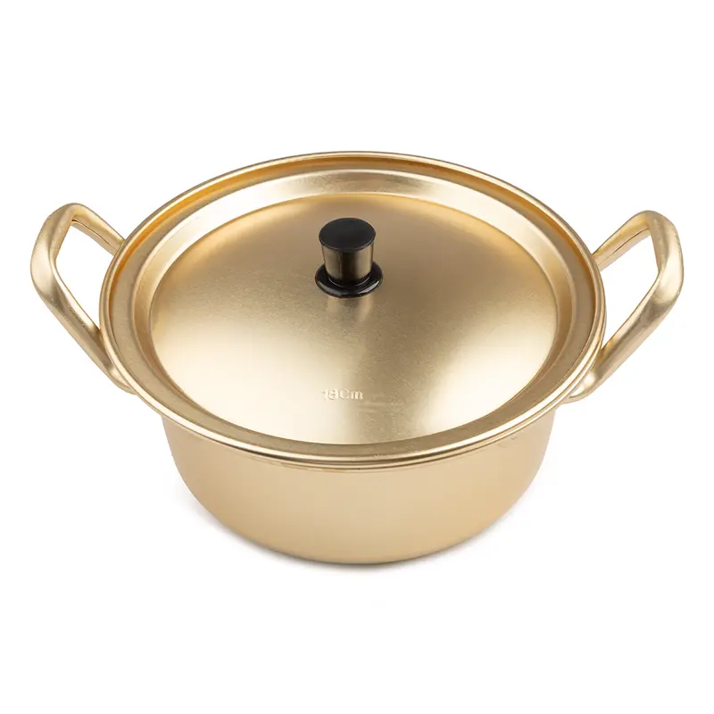 18cm Round Traditional Sealed Thermal Soup Pot with Lid - Durable Lightweight Aluminium Classic Ramen Pot for Instant Meals, 2-pack Fit Compatible Single Piece Kitchen Cookware